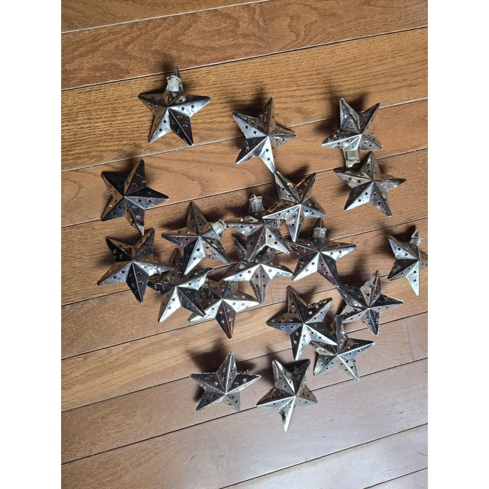 Vintage Lot Of 19 Metal Star Light Covers For String Lights 2"